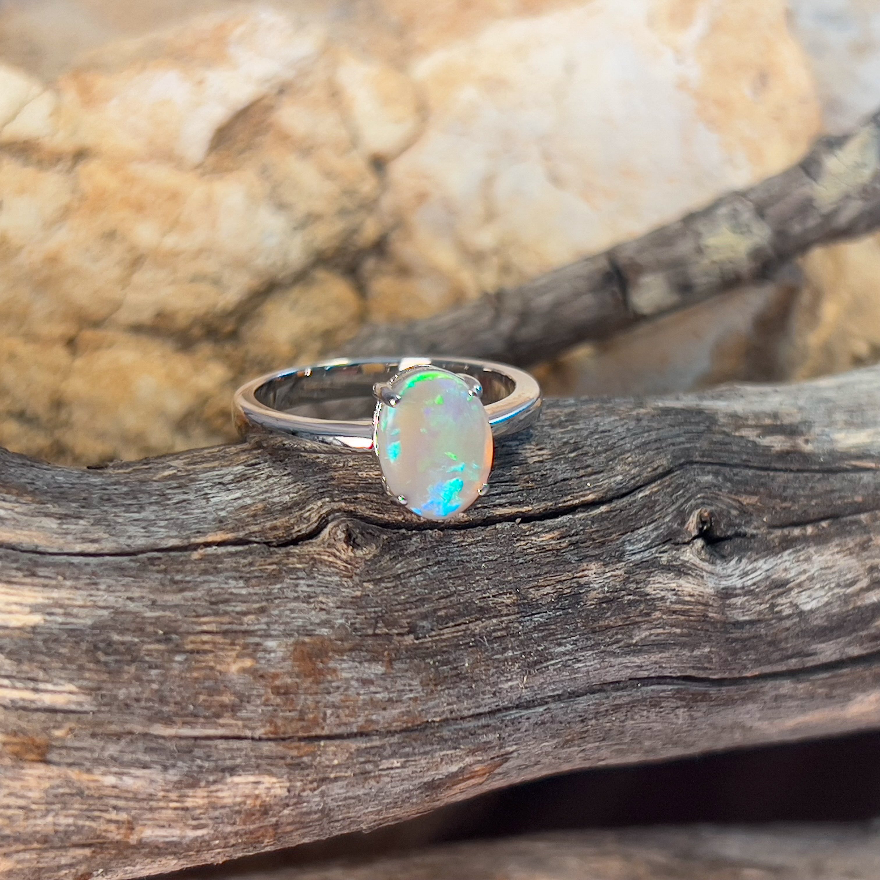 Sterling Silver Black Opal 1.1ct solitaire ring - Masterpiece Jewellery Opal & Gems Sydney Australia | Online Shop