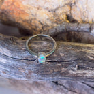 Sterling Silver Black Opal crystal 0.6ct green solitaire ring - Masterpiece Jewellery Opal & Gems Sydney Australia | Online Shop