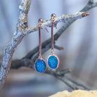 Rose Gold Plated 9x7mm Opal triplet dangling bezel set earrings - Masterpiece Jewellery Opal & Gems Sydney Australia | Online Shop