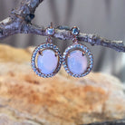 Rose Gold plated Sterling Silver dangling halo earrings 10x8mm White opals - Masterpiece Jewellery Opal & Gems Sydney Australia | Online Shop