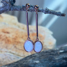 Rose Gold plated Sterling Silver White Opal dangling bar style earrings - Masterpiece Jewellery Opal & Gems Sydney Australia | Online Shop