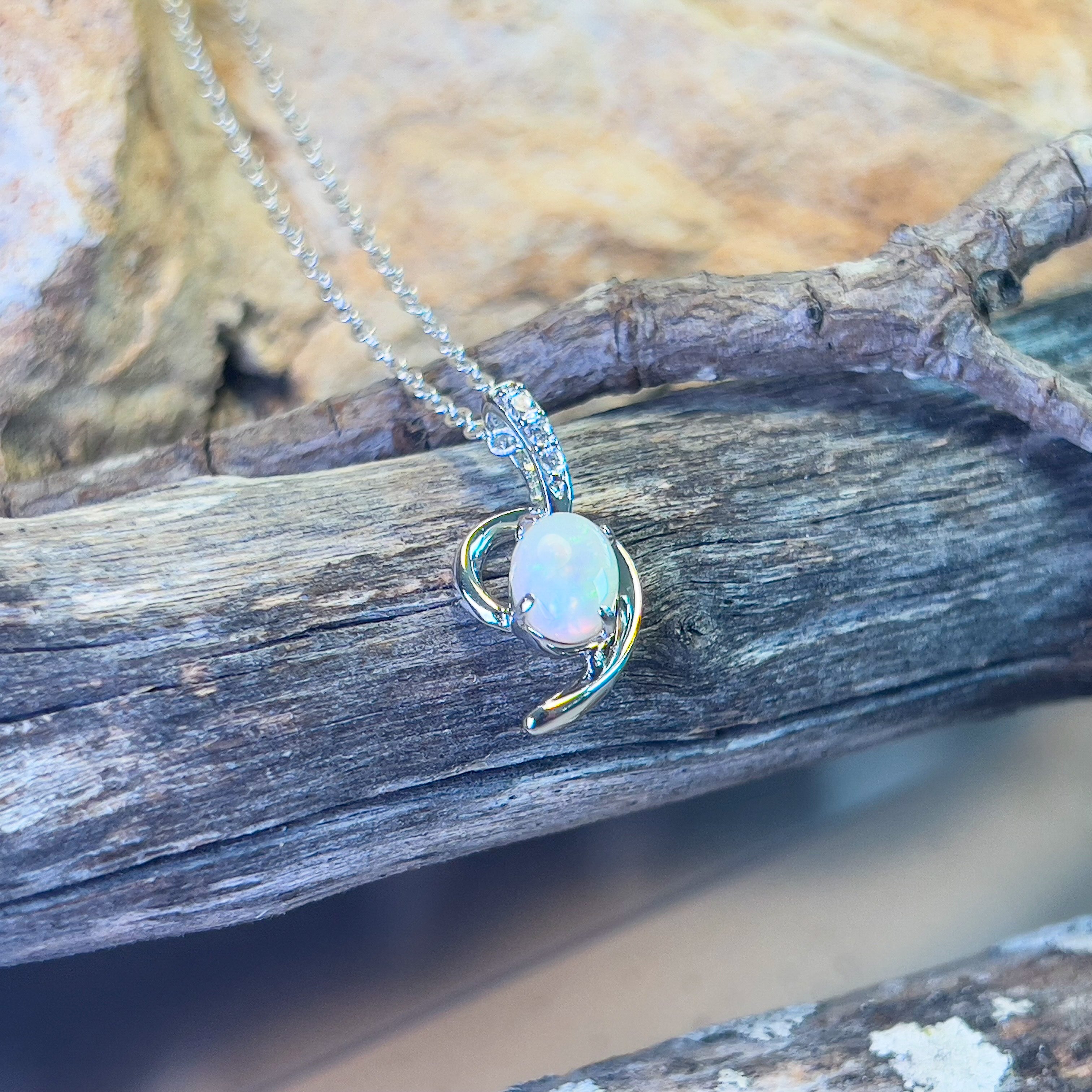 Sterling Silver White Opal pendant - Masterpiece Jewellery Opal & Gems Sydney Australia | Online Shop