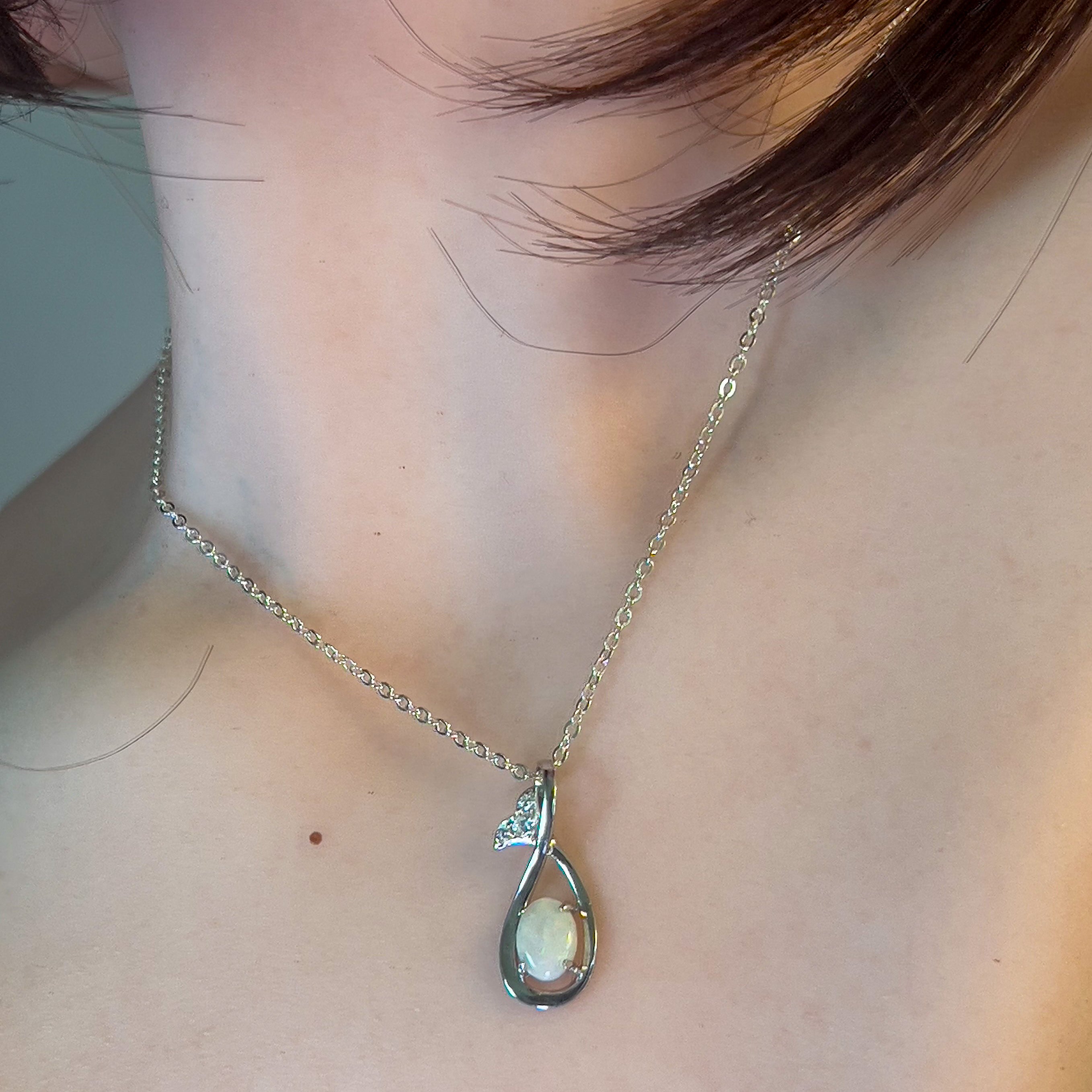 Sterling Silver White Opal pendant - Masterpiece Jewellery Opal & Gems Sydney Australia | Online Shop