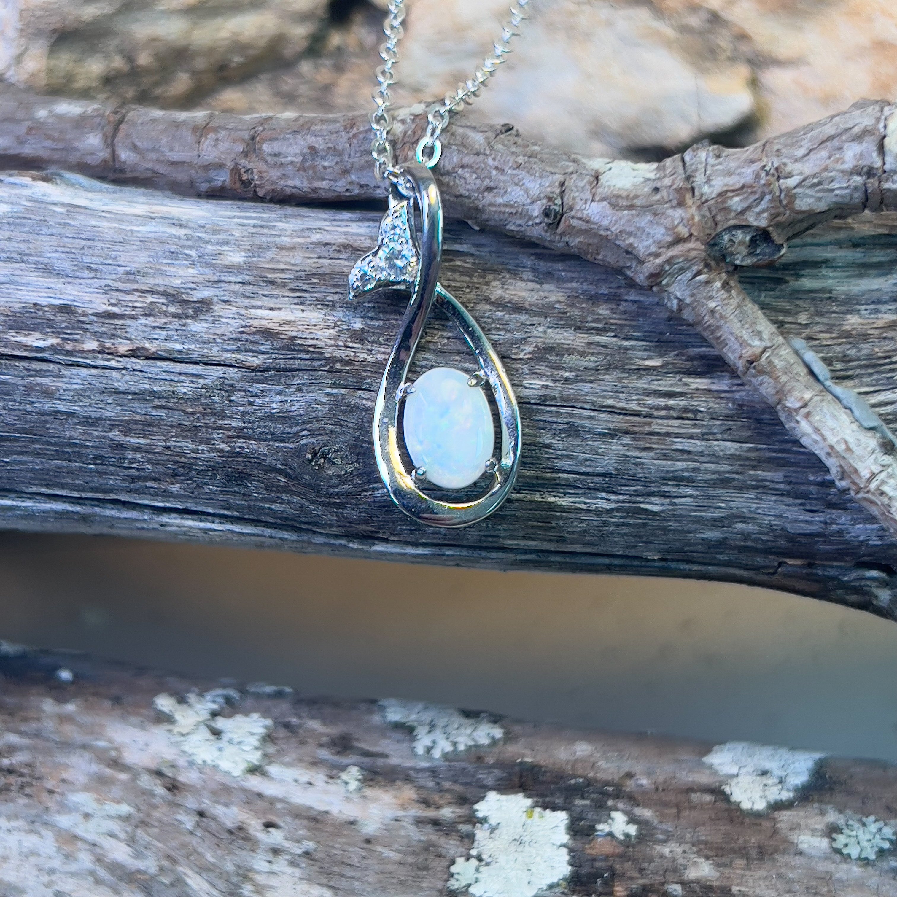 Sterling Silver White Opal pendant - Masterpiece Jewellery Opal & Gems Sydney Australia | Online Shop