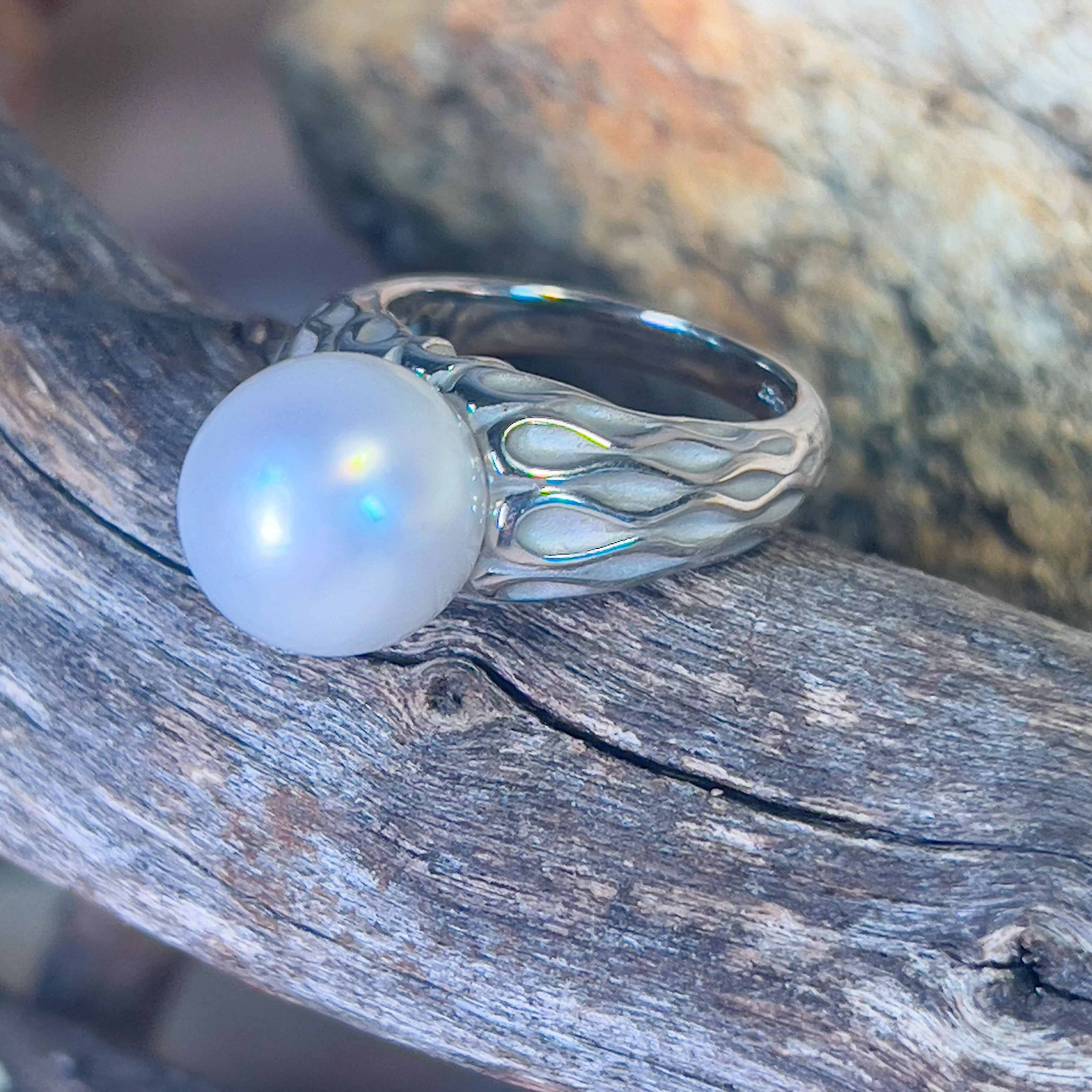 Sterling Silver 11mm South Sea Pearl solitaire ring - Masterpiece Jewellery Opal & Gems Sydney Australia | Online Shop