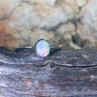 14kt White Gold 0.48ct crystal Opal solitaire bezel set ring - Masterpiece Jewellery Opal & Gems Sydney Australia | Online Shop