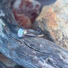 14kt White Gold 0.48ct crystal Opal solitaire bezel set ring - Masterpiece Jewellery Opal & Gems Sydney Australia | Online Shop