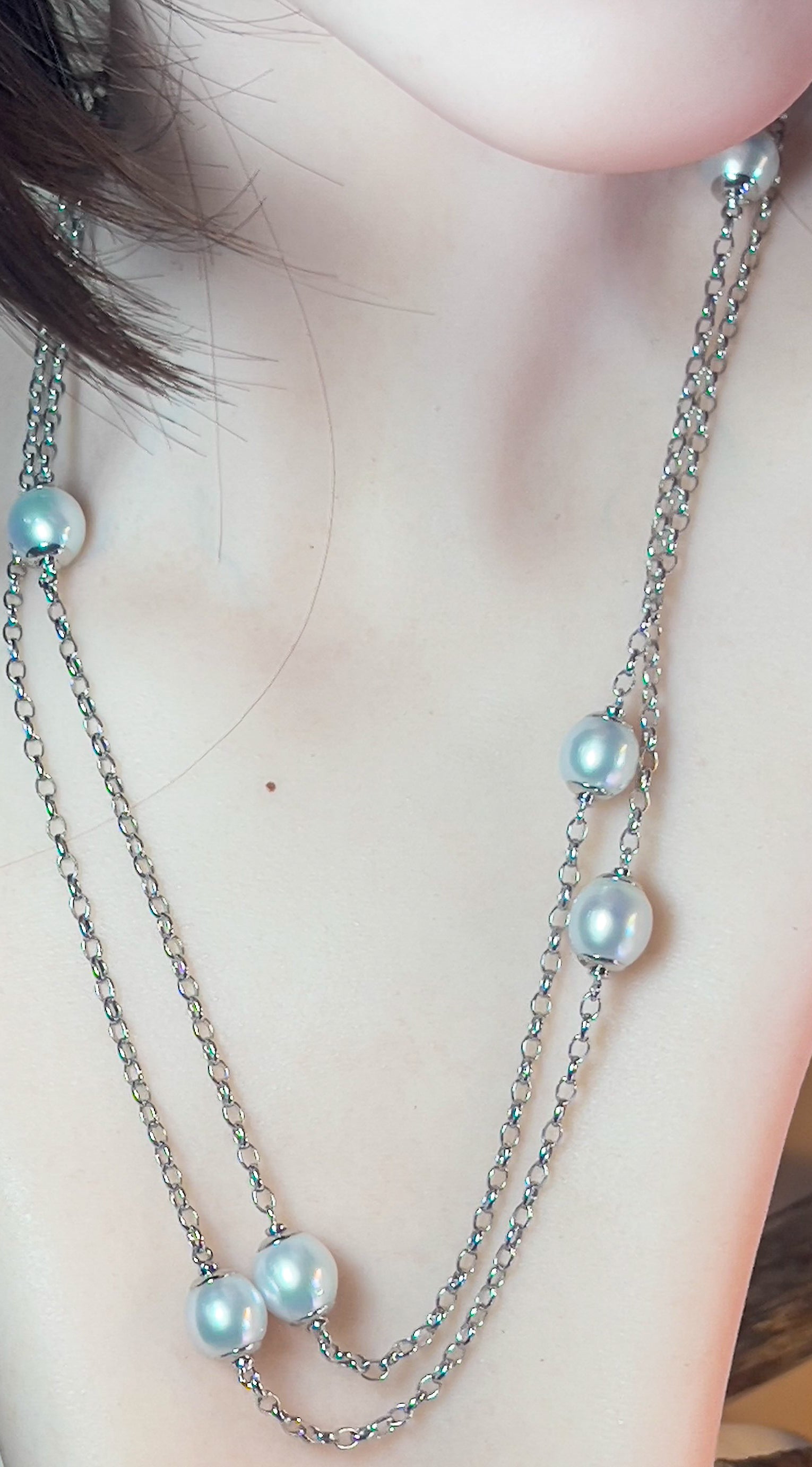 Sterling Silver South Sea Oval 10mm Pearl neckalce - Masterpiece Jewellery Opal & Gems Sydney Australia | Online Shop