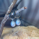 Sterling Silver drop 8mm South Sea Pearl huggie style earrings - Masterpiece Jewellery Opal & Gems Sydney Australia | Online Shop