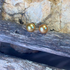 18kt Yellow Gold Golden South Sea Pearl 10mm studs - Masterpiece Jewellery Opal & Gems Sydney Australia | Online Shop