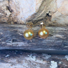 18kt Yellow Gold Golden South Sea Pearl 10mm studs - Masterpiece Jewellery Opal & Gems Sydney Australia | Online Shop