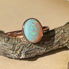 Rose Gold plated Sterling Silver 9x7mm White Opal ring bezel set - Masterpiece Jewellery Opal & Gems Sydney Australia | Online Shop