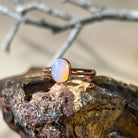 Rose Gold plated sterling silver 8x6mm White Opal ring bezel set - Masterpiece Jewellery Opal & Gems Sydney Australia | Online Shop