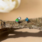 Sterling Silver 3mm Doublet Opal earrings 4 claw studs - Masterpiece Jewellery Opal & Gems Sydney Australia | Online Shop