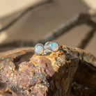 9kt White Gold 3mm Crystal Opal earrings studs - Masterpiece Jewellery Opal & Gems Sydney Australia | Online Shop