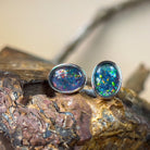 Sterling Silver Opal Triplet studs 10x8mm - Masterpiece Jewellery Opal & Gems Sydney Australia | Online Shop