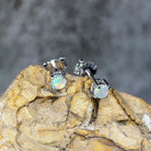 Sterling Silver 3mm Crystal Opal earrings 4 claw set - Masterpiece Jewellery Opal & Gems Sydney Australia | Online Shop