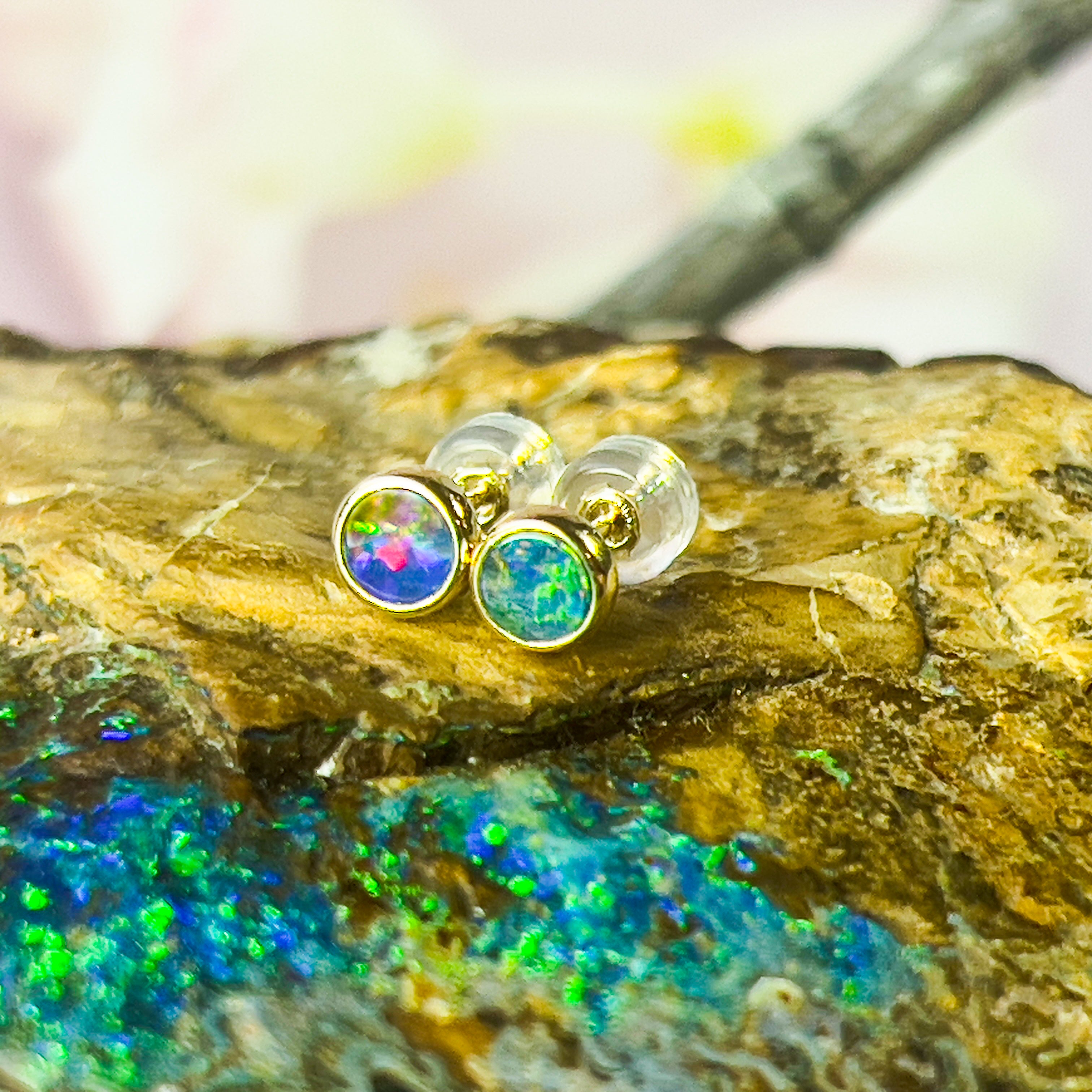 Fire store opal studs