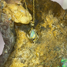 14kt Yellow Gold pendant with one Black teardrop opal 0.5ct - Masterpiece Jewellery Opal & Gems Sydney Australia | Online Shop