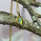 14kt Yellow Gold pendant with one Black teardrop opal 0.5ct - Masterpiece Jewellery Opal & Gems Sydney Australia | Online Shop