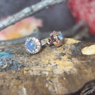 Rose Gold plate 5mm Opal triplet halo earring studs - Masterpiece Jewellery Opal & Gems Sydney Australia | Online Shop