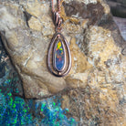 Rose Gold plated silver opal doublet pendant teardrop shape cut out - Masterpiece Jewellery Opal & Gems Sydney Australia | Online Shop