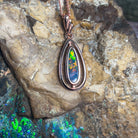 Rose Gold plated silver opal doublet pendant teardrop shape cut out - Masterpiece Jewellery Opal & Gems Sydney Australia | Online Shop