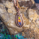 Rose Gold plated silver opal doublet pendant teardrop shape cut out - Masterpiece Jewellery Opal & Gems Sydney Australia | Online Shop