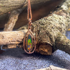 Rose Gold plated silver opal doublet pendant teardrop shape cut out - Masterpiece Jewellery Opal & Gems Sydney Australia | Online Shop