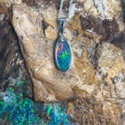 Sterling Silver Opal doublet 23.5x7.3mm pendant - Masterpiece Jewellery Opal & Gems Sydney Australia | Online Shop