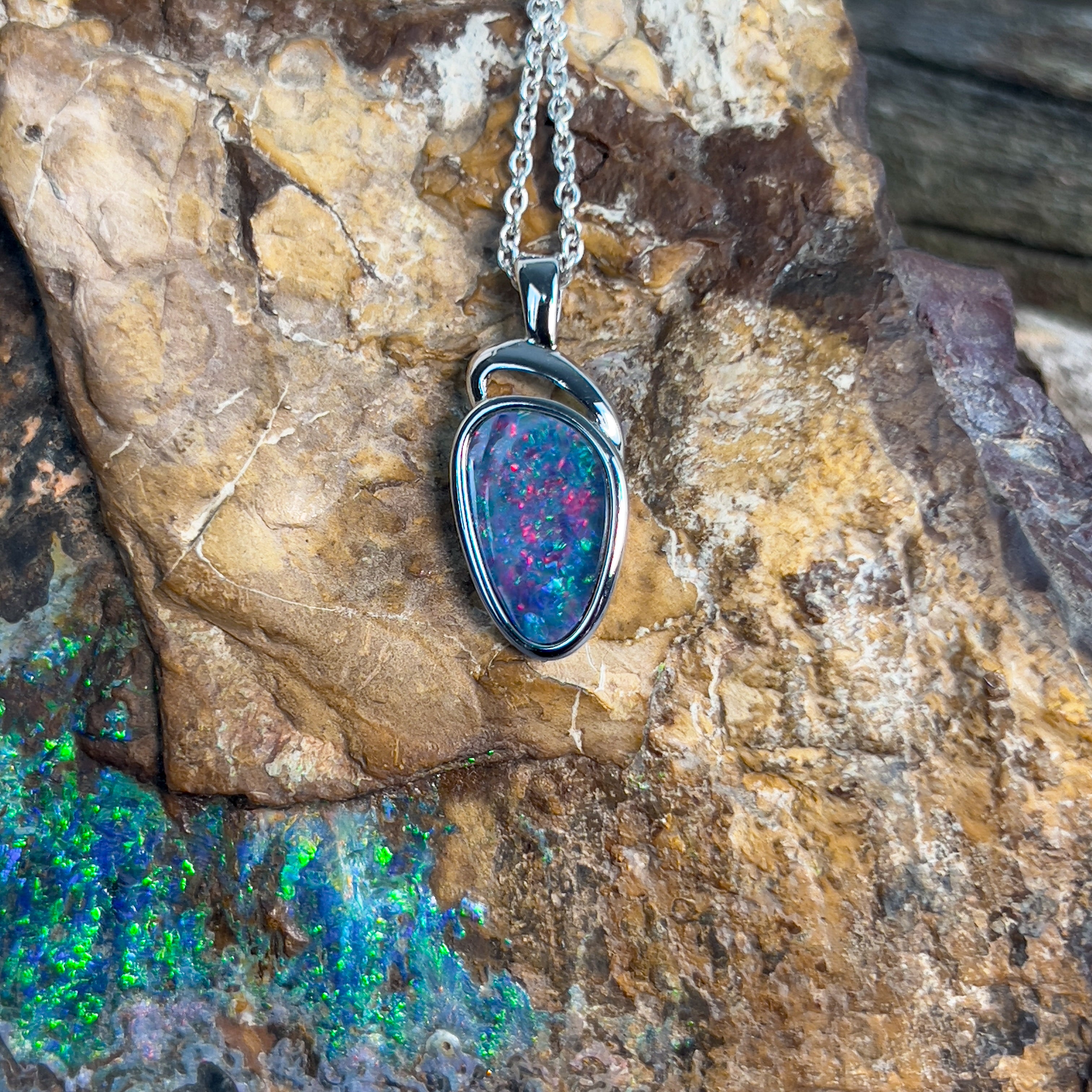 Sterling Silver Opal doublet 12.7x7.5mm pendant - Masterpiece Jewellery Opal & Gems Sydney Australia | Online Shop