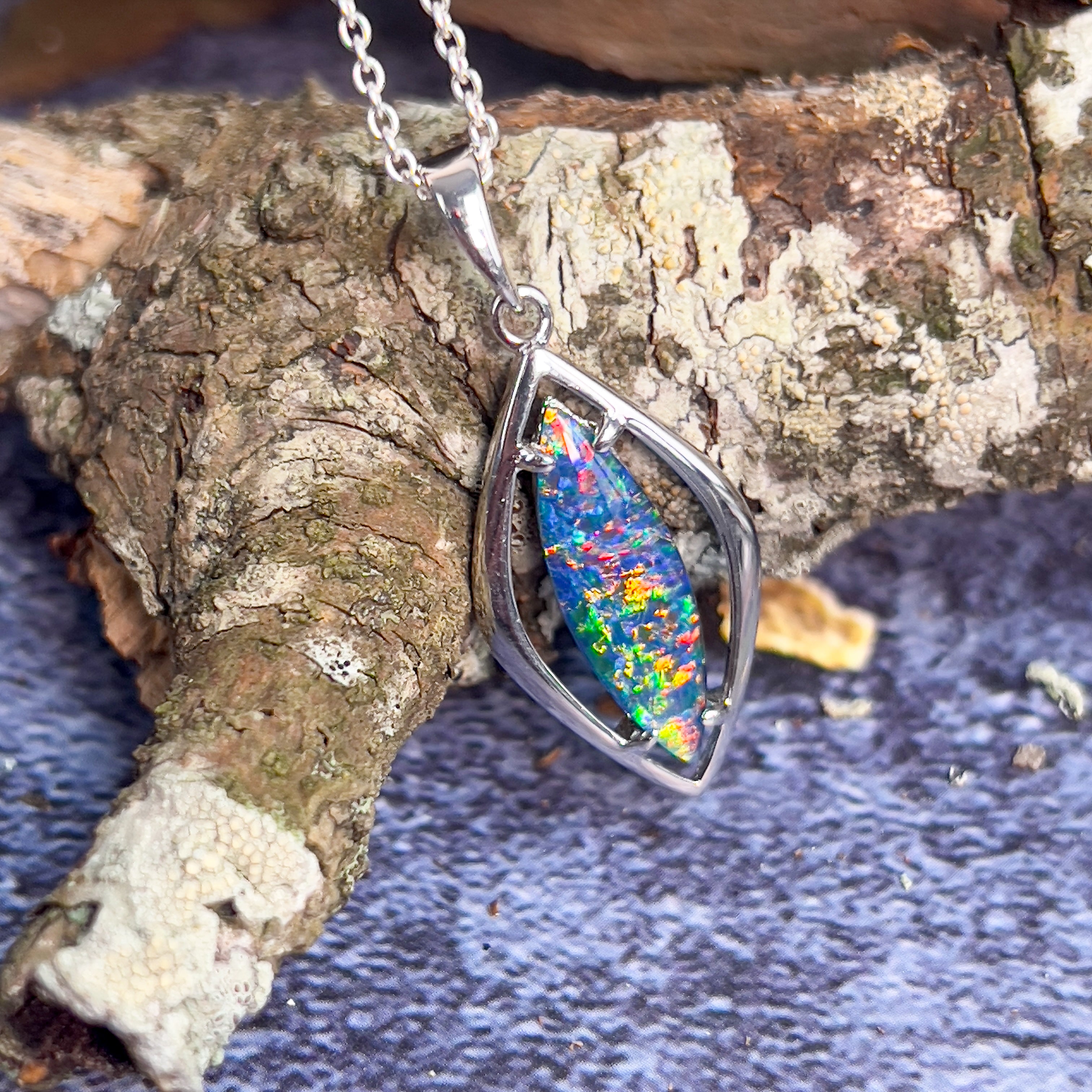 Sterling Silver Opal triplet 31.6x13.1mm pendant - Masterpiece Jewellery Opal & Gems Sydney Australia | Online Shop