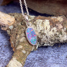 Sterling Silver Opal doublet 24x7.5mm Pendant - Masterpiece Jewellery Opal & Gems Sydney Australia | Online Shop