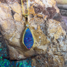 Gold Plated Silver Opal doublet 25x8.2mm pendant - Masterpiece Jewellery Opal & Gems Sydney Australia | Online Shop