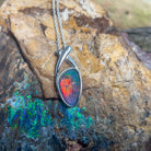 Sterling Silver freeform Opal triplet 26.7x10.9mm pendant - Masterpiece Jewellery Opal & Gems Sydney Australia | Online Shop