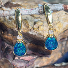 Gold plated Silver 10x7mm Pearshape Opal triplet dangling earrings - Masterpiece Jewellery Opal & Gems Sydney Australia | Online Shop