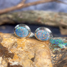 Pair of Sterling Silver Opal Triplet cufflinks 12x10mm - Masterpiece Jewellery Opal & Gems Sydney Australia | Online Shop