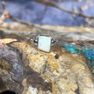 Sterling Silver square freeform White Opal 1.9ct ring - Masterpiece Jewellery Opal & Gems Sydney Australia | Online Shop