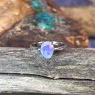 Sterling Silver 8.7x6.6mm Black Opal solitaire ring - Masterpiece Jewellery Opal & Gems Sydney Australia | Online Shop