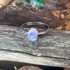 Sterling Silver 8.7x6.6mm Black Opal solitaire ring - Masterpiece Jewellery Opal & Gems Sydney Australia | Online Shop