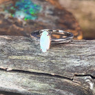 Sterling Silver White Opal solitaire ring 9x4mm - Masterpiece Jewellery Opal & Gems Sydney Australia | Online Shop