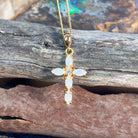 Sterling Silver Gold plated White Opal cross pendant - Masterpiece Jewellery Opal & Gems Sydney Australia | Online Shop