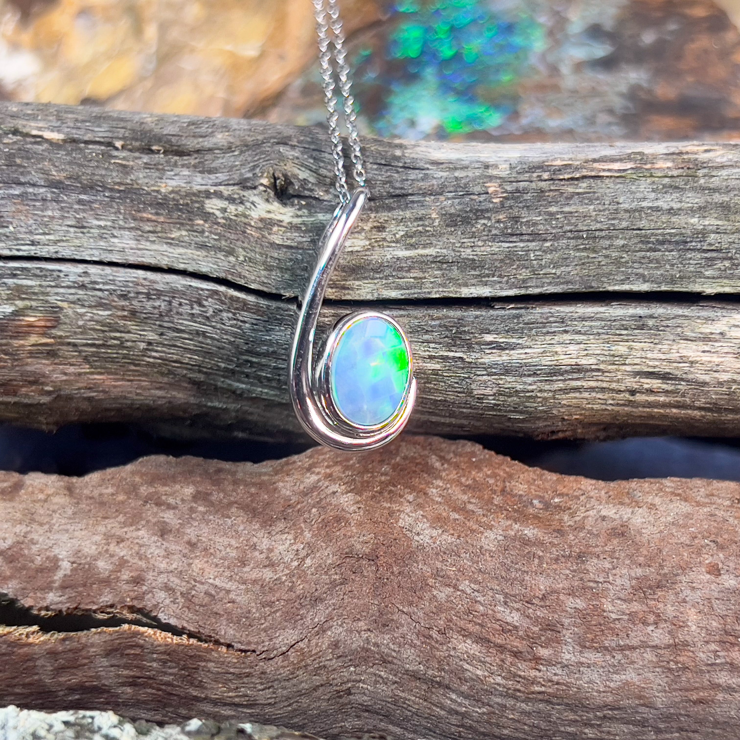 Sterling Silver swirl Opal doublet pendant - Masterpiece Jewellery Opal & Gems Sydney Australia | Online Shop