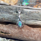 Sterling Silver Black Opal pearshape 9x6mm pendant - Masterpiece Jewellery Opal & Gems Sydney Australia | Online Shop