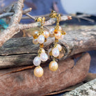 18kt Yellow Gold dangling Pearl, Diamond and Citrine earrings - Masterpiece Jewellery Opal & Gems Sydney Australia | Online Shop