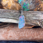 Sterling Silver Red Blue Opal doublet 23x11mm pendant - Masterpiece Jewellery Opal & Gems Sydney Australia | Online Shop