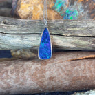 Sterling Silver long Blue Opal doublet 23x9mm pendant - Masterpiece Jewellery Opal & Gems Sydney Australia | Online Shop