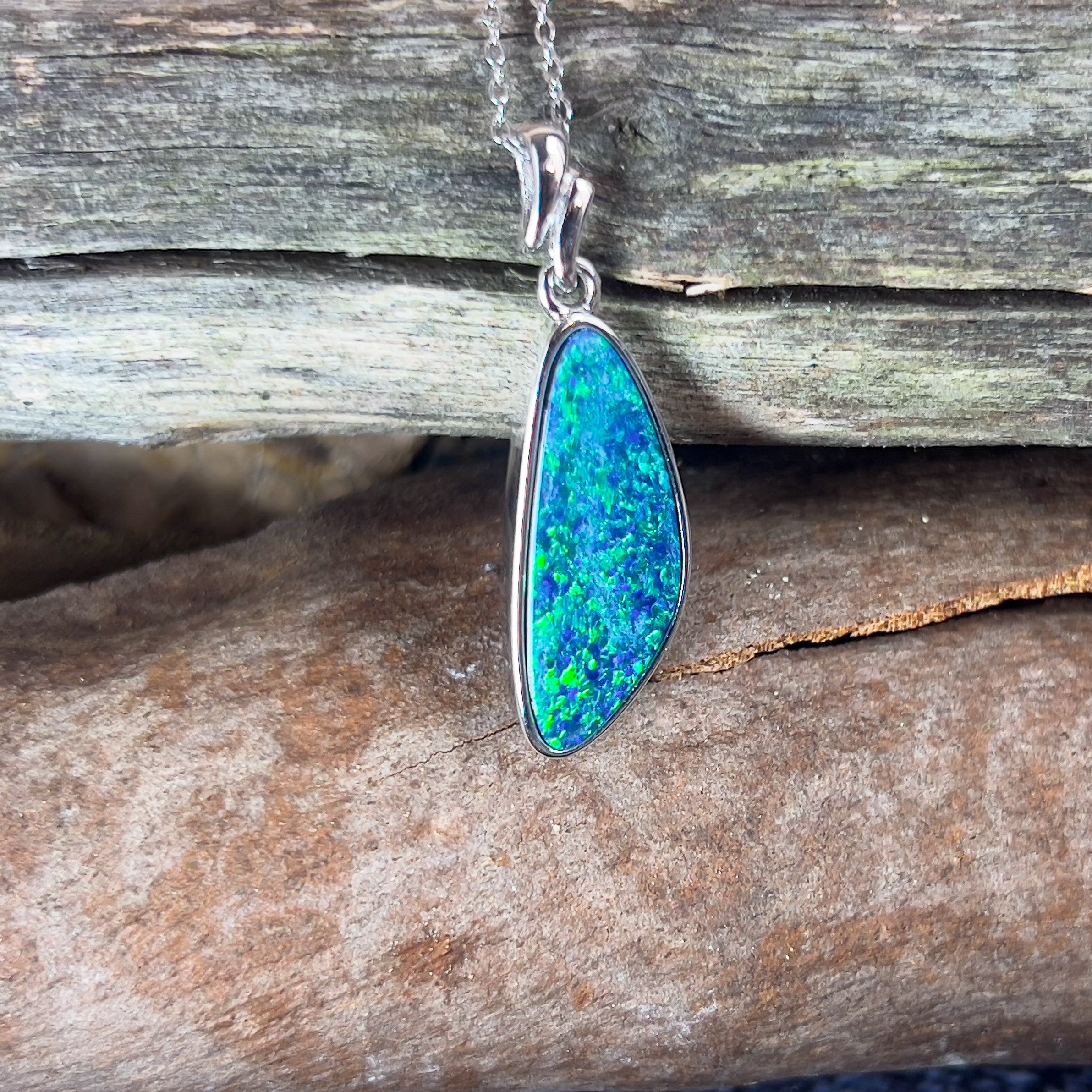 Sterling Silver 23x9mm Opal doublet pendant - Masterpiece Jewellery Opal & Gems Sydney Australia | Online Shop