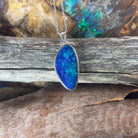 Sterling Silver Blue Opal doublet 23x11mm pendant - Masterpiece Jewellery Opal & Gems Sydney Australia | Online Shop