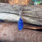 Sterling Silver Blue Opal doublet long pendant - Masterpiece Jewellery Opal & Gems Sydney Australia | Online Shop